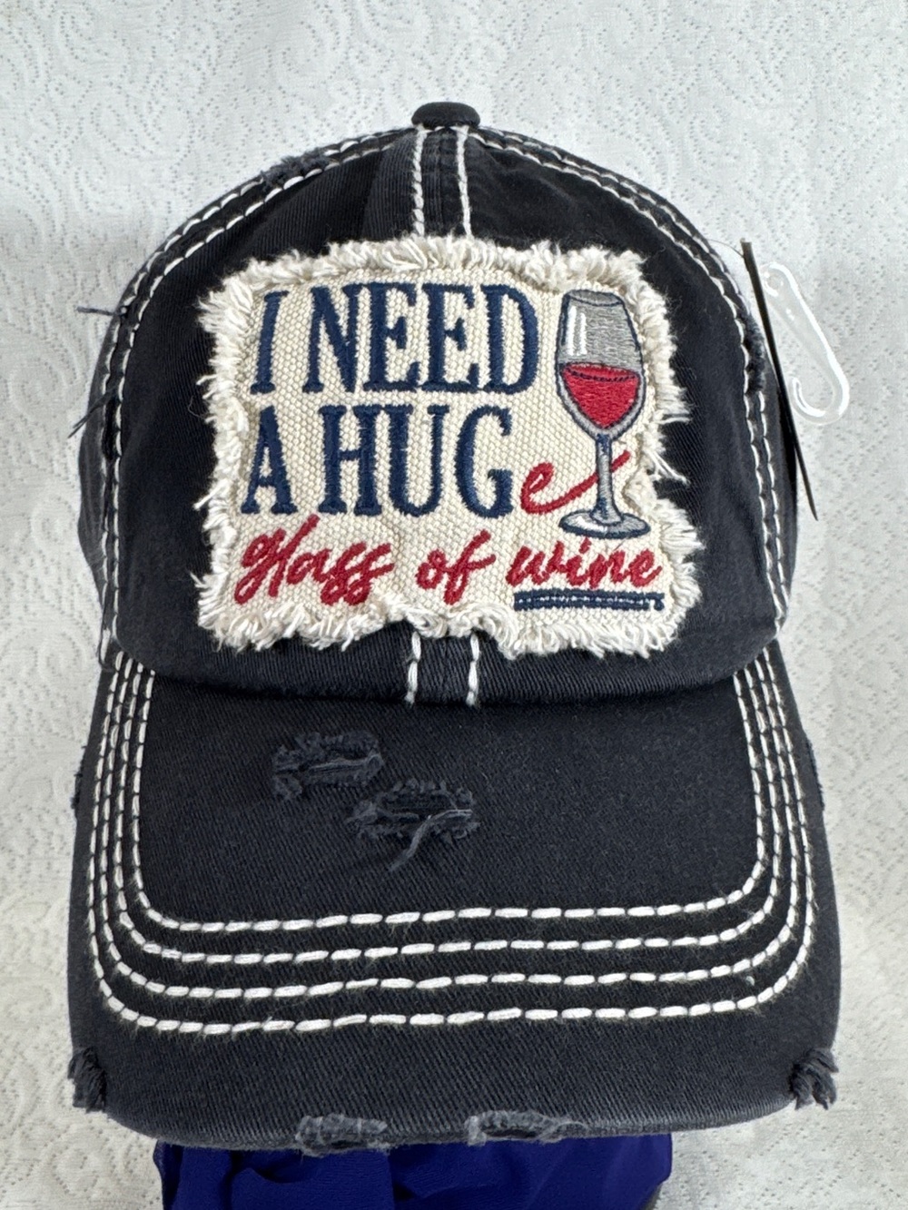 New I Need a Hug (Half of Wine) Black Embroidered Trucker Hat Baseball Cap